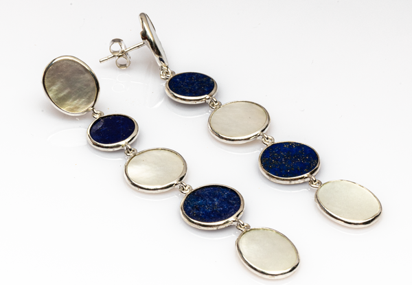 Blisse Allure Lapis lazuli and Mother of Pearl Dangler Earrings
