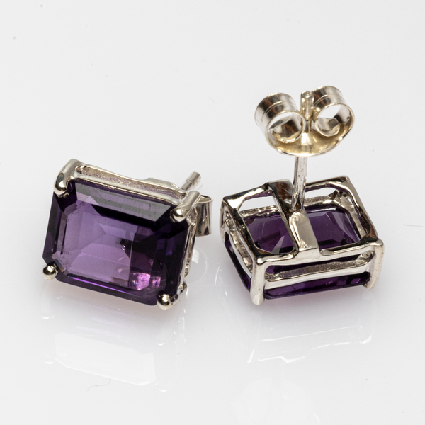 Blisse Allure 925 Sterling Silver Amethyst Stud Earrings