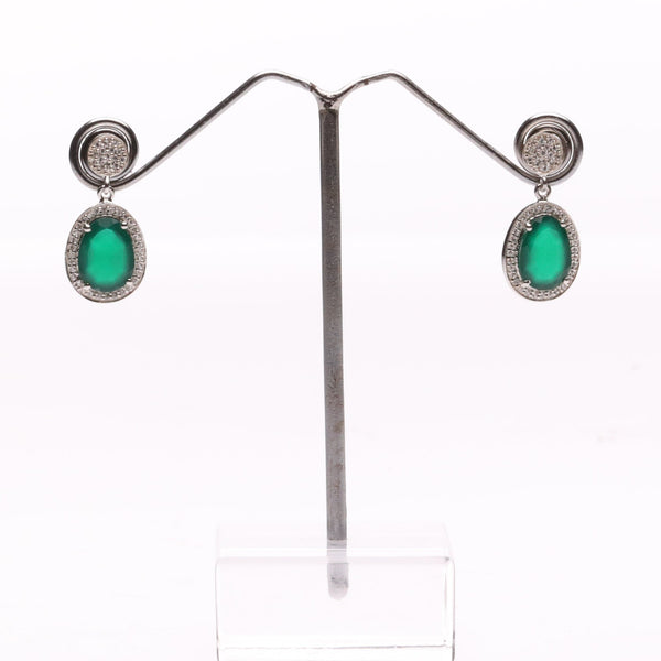 Blisse Allure Sterling Silver Green Onyx Drop Earrings