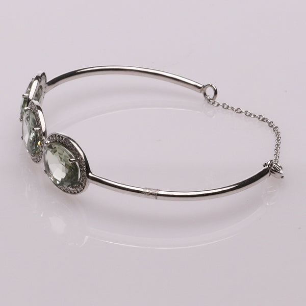 Blisse Allure Sea Green Amethyst Bangle Bracelet with white cubic zirconia