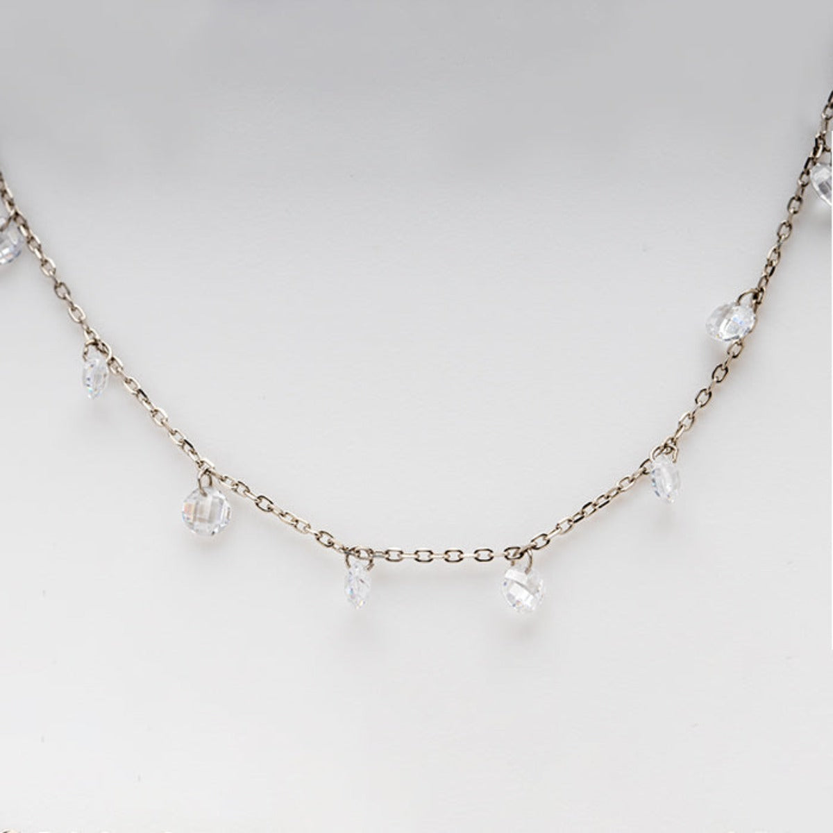 Blisse Allure 925 Sterling Silver White Crystal Necklace