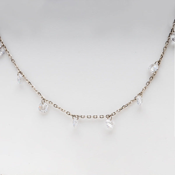 Blisse Allure 925 Sterling Silver White Crystal Necklace