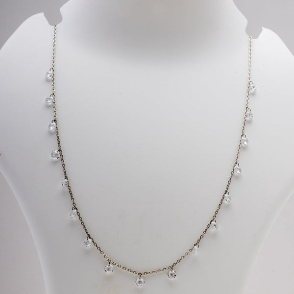 Blisse Allure 925 Sterling Silver White Crystal Necklace