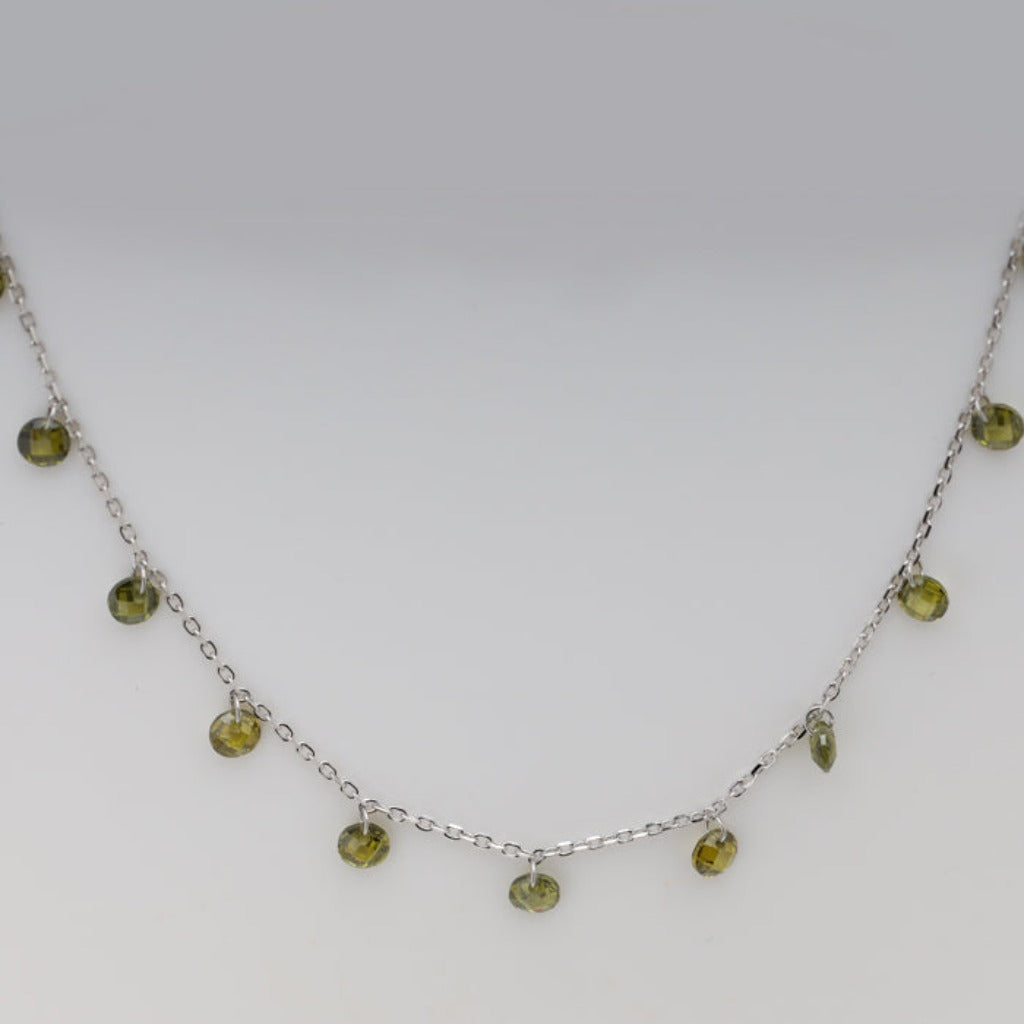 Blisse Allure 925 Sterling Silver Green Crystal Necklace