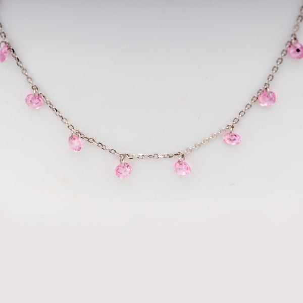 Blisse Allure 925 Sterling Silver Pink Crystal Necklace