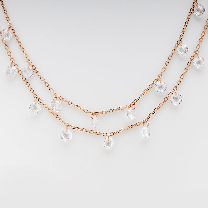 Blisse Allure 925 Sterling Silver Rose Gold Layered Queens Necklace