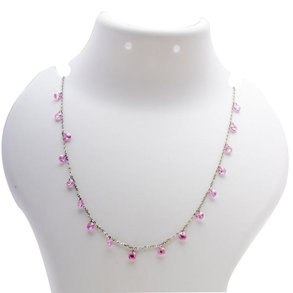 Blisse Allure 925 Sterling Silver Pink Crystal Necklace
