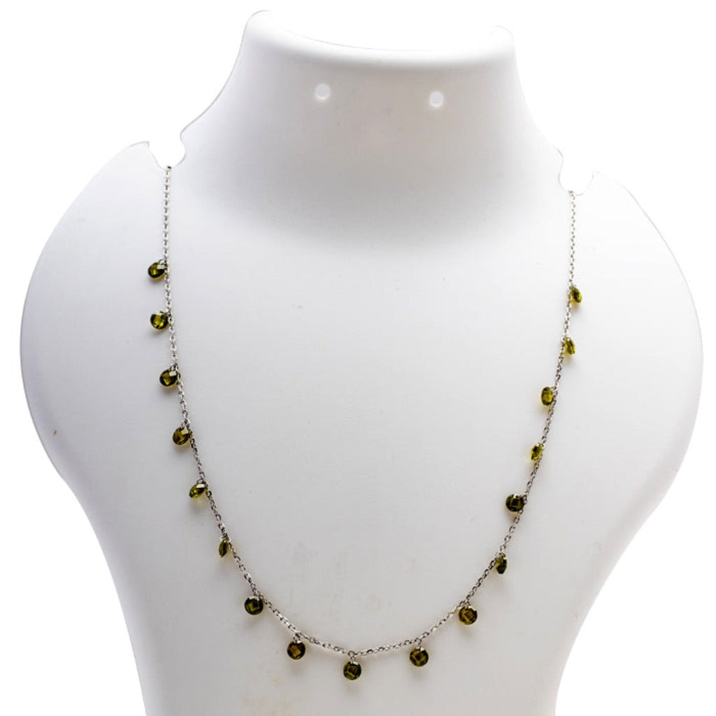 Blisse Allure 925 Sterling Silver Green Crystal Necklace