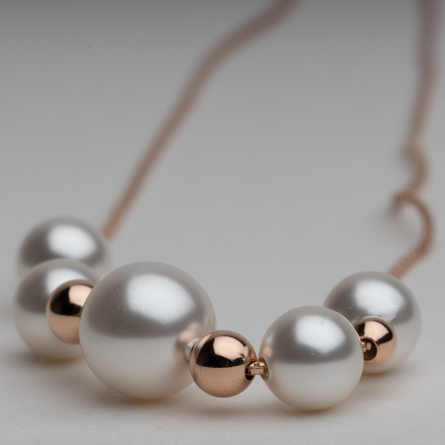 Blisse Allure Sterling Silver Pearl Necklace in Rose Gold Finish