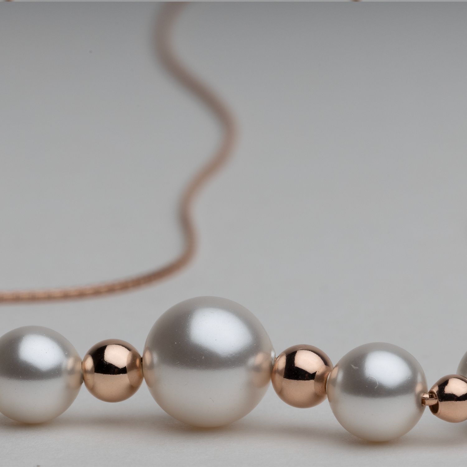 Blisse Allure Sterling Silver Pearl Necklace in Rose Gold Finish