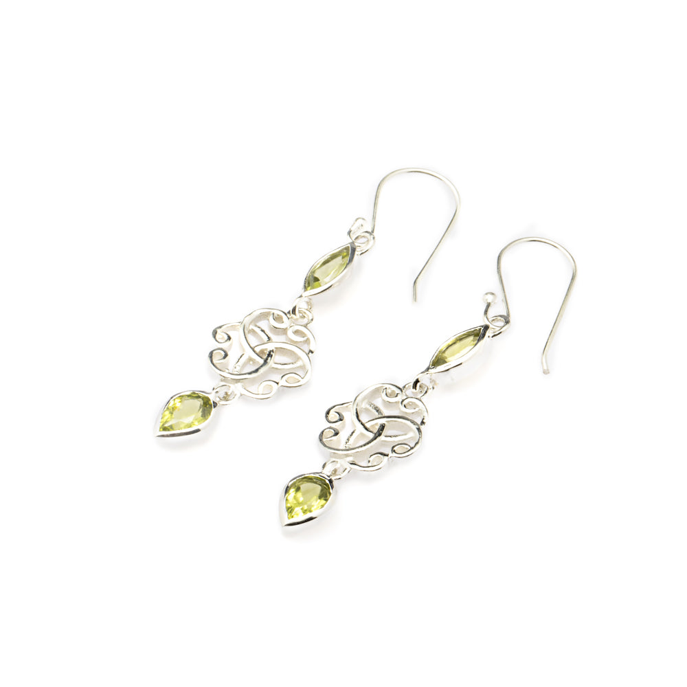 Blisse Allure Sterling Silver Interlocking Swirls dangler earrings with stone drops.