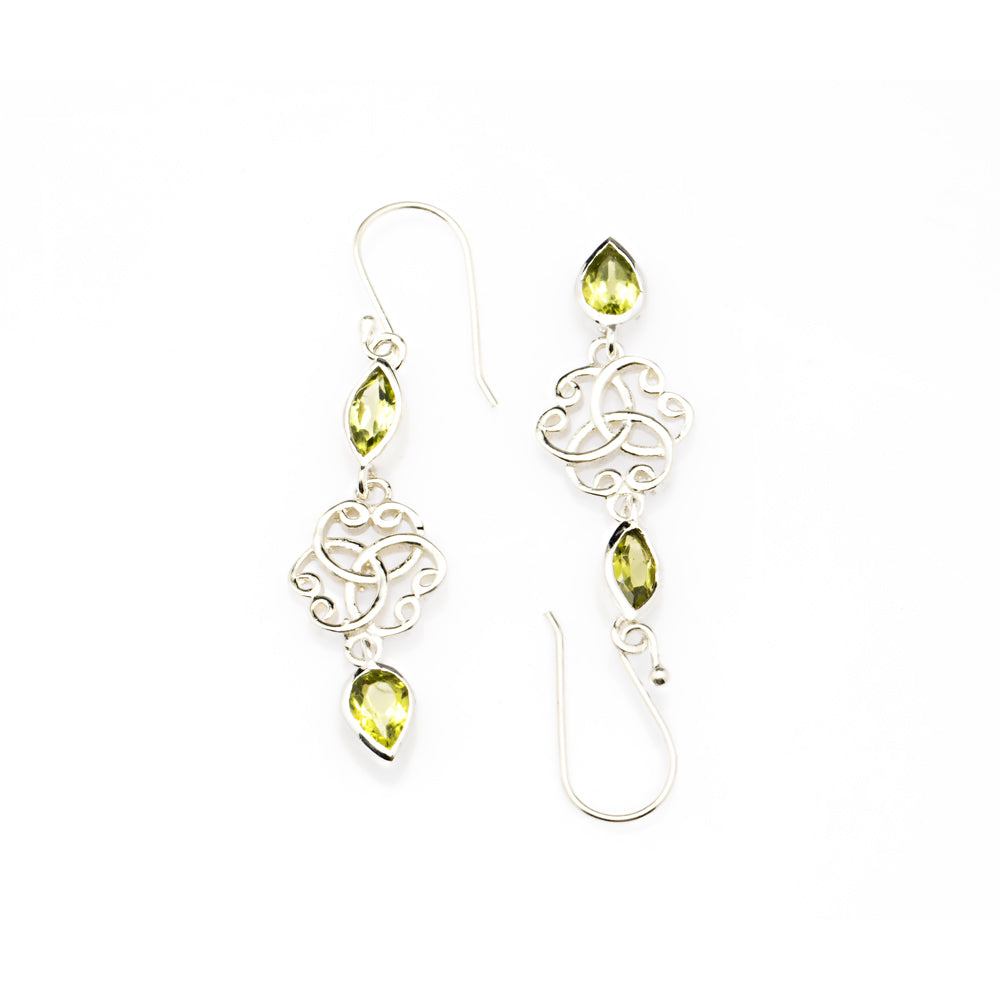 Blisse Allure Sterling Silver Interlocking Swirls dangler earrings with stone drops.