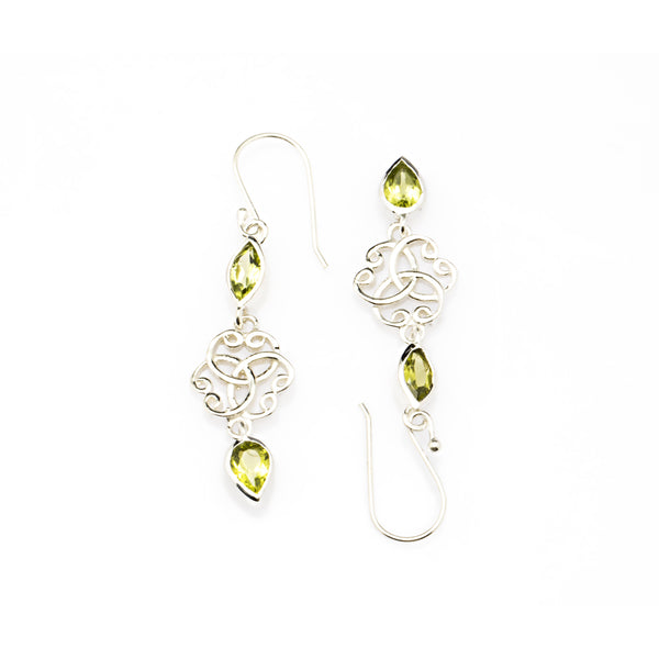 Blisse Allure Sterling Silver Interlocking Swirls dangler earrings with stone drops.