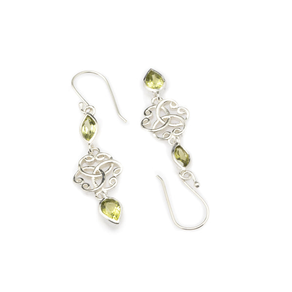 Blisse Allure Sterling Silver Interlocking Swirls dangler earrings with stone drops.