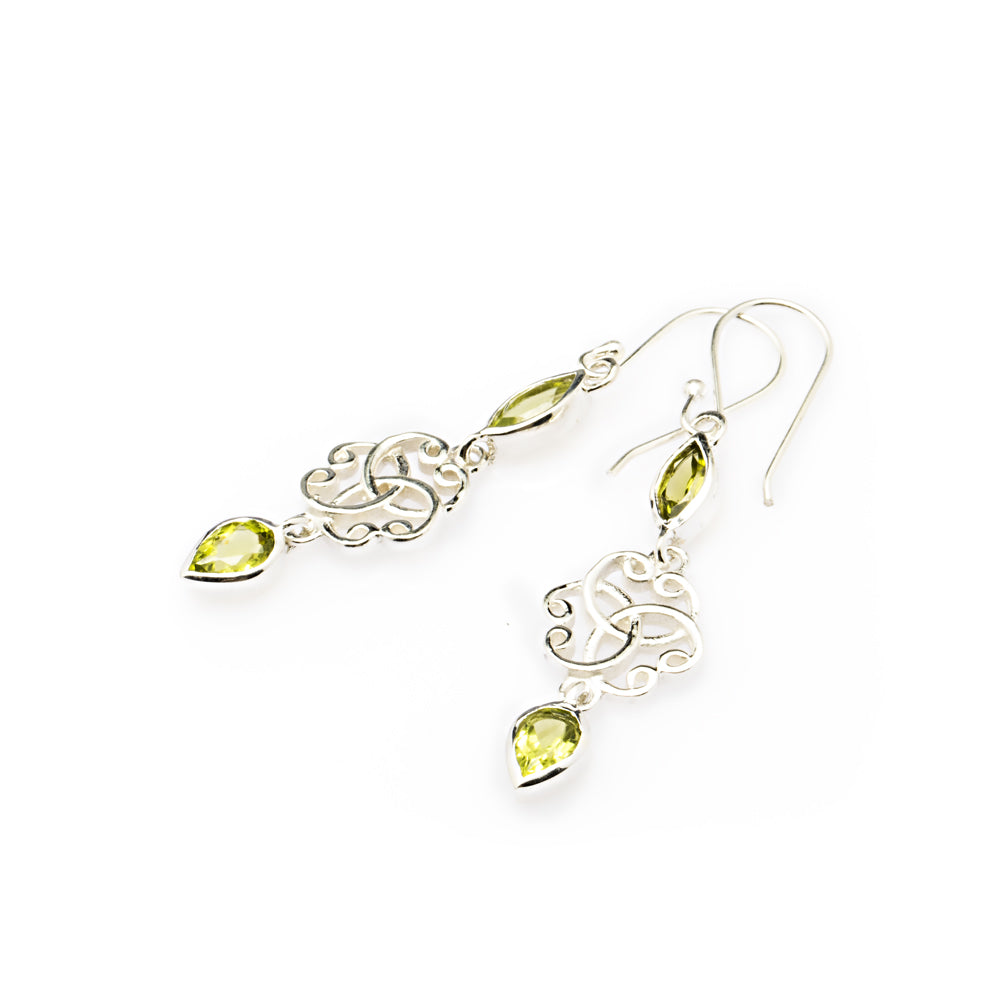 Blisse Allure Sterling Silver Interlocking Swirls dangler earrings with stone drops.