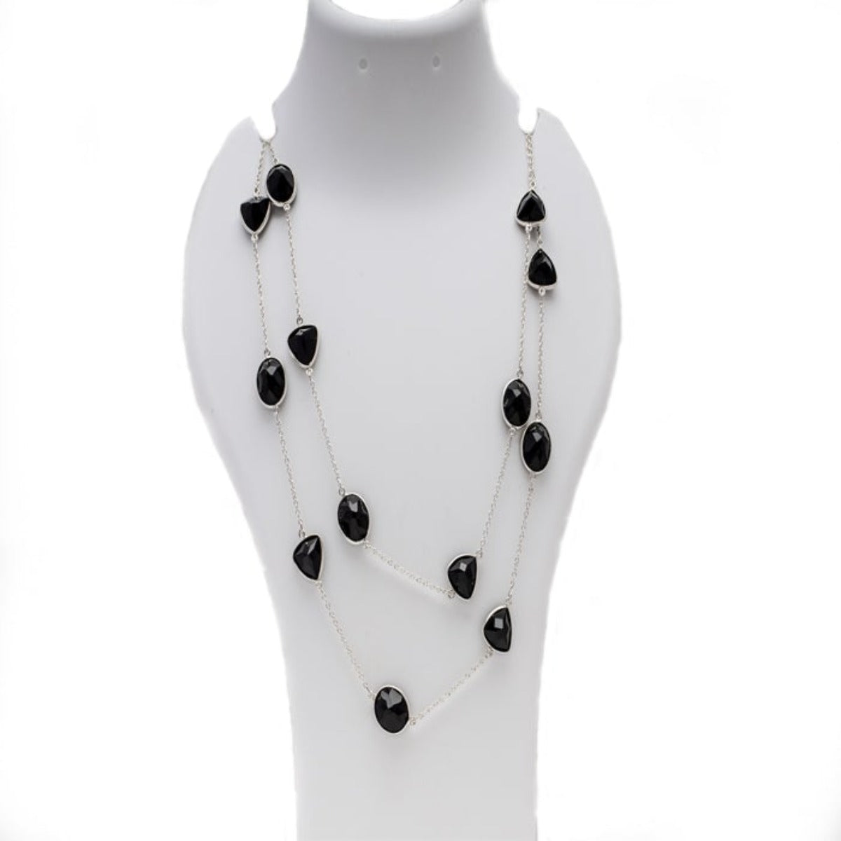 Blisse Allure 925 Sterling Black Onyx Semi Precious Stone Necklace