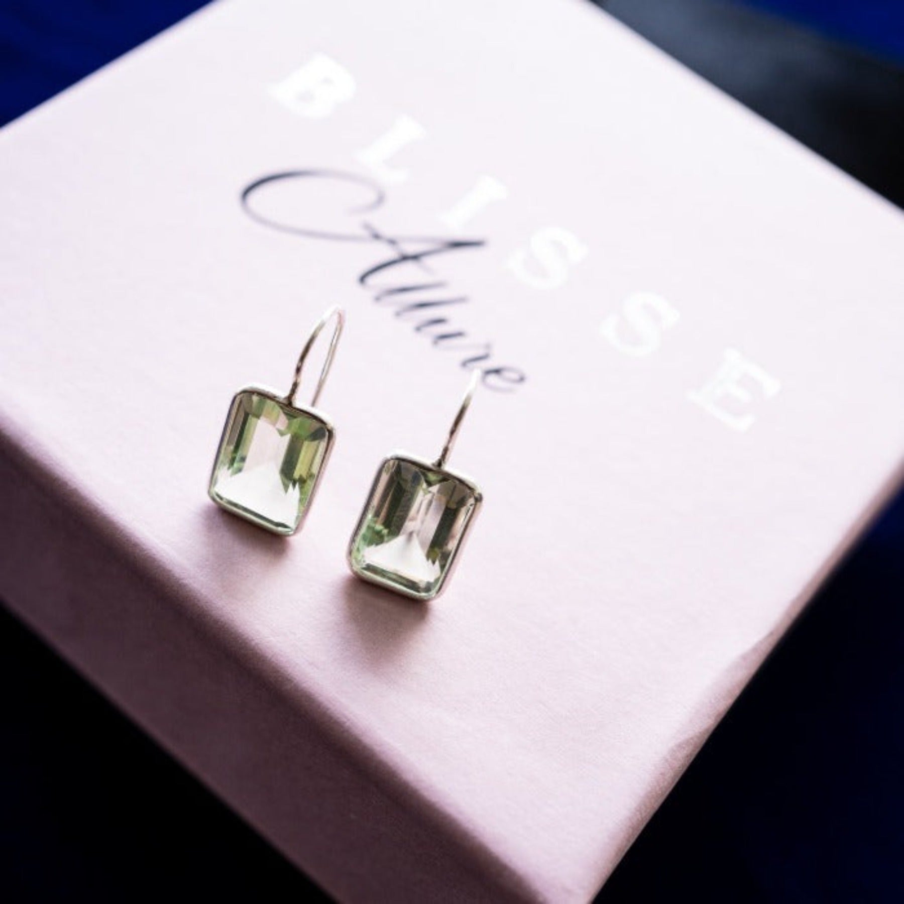 Blisse Allure 925 Sterling Green Amethyst Silver Earrings