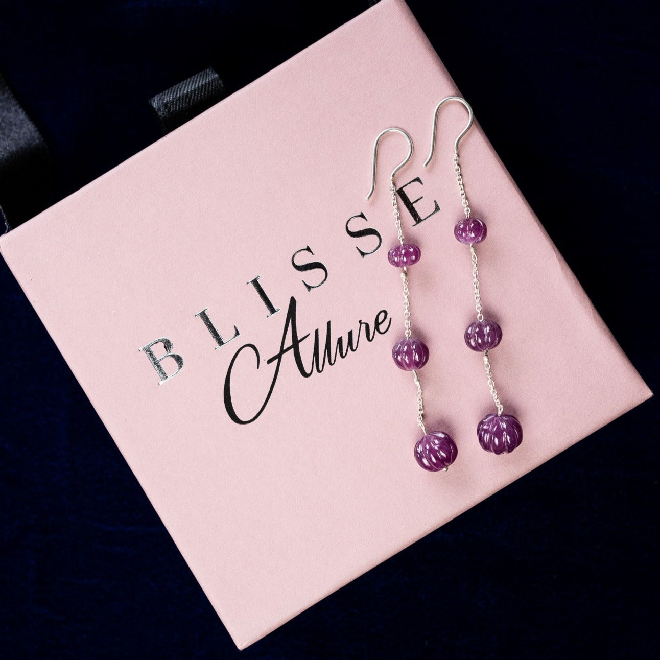 Blisse Allure 925 Sterling Tourmaline Silver Drop Earrings