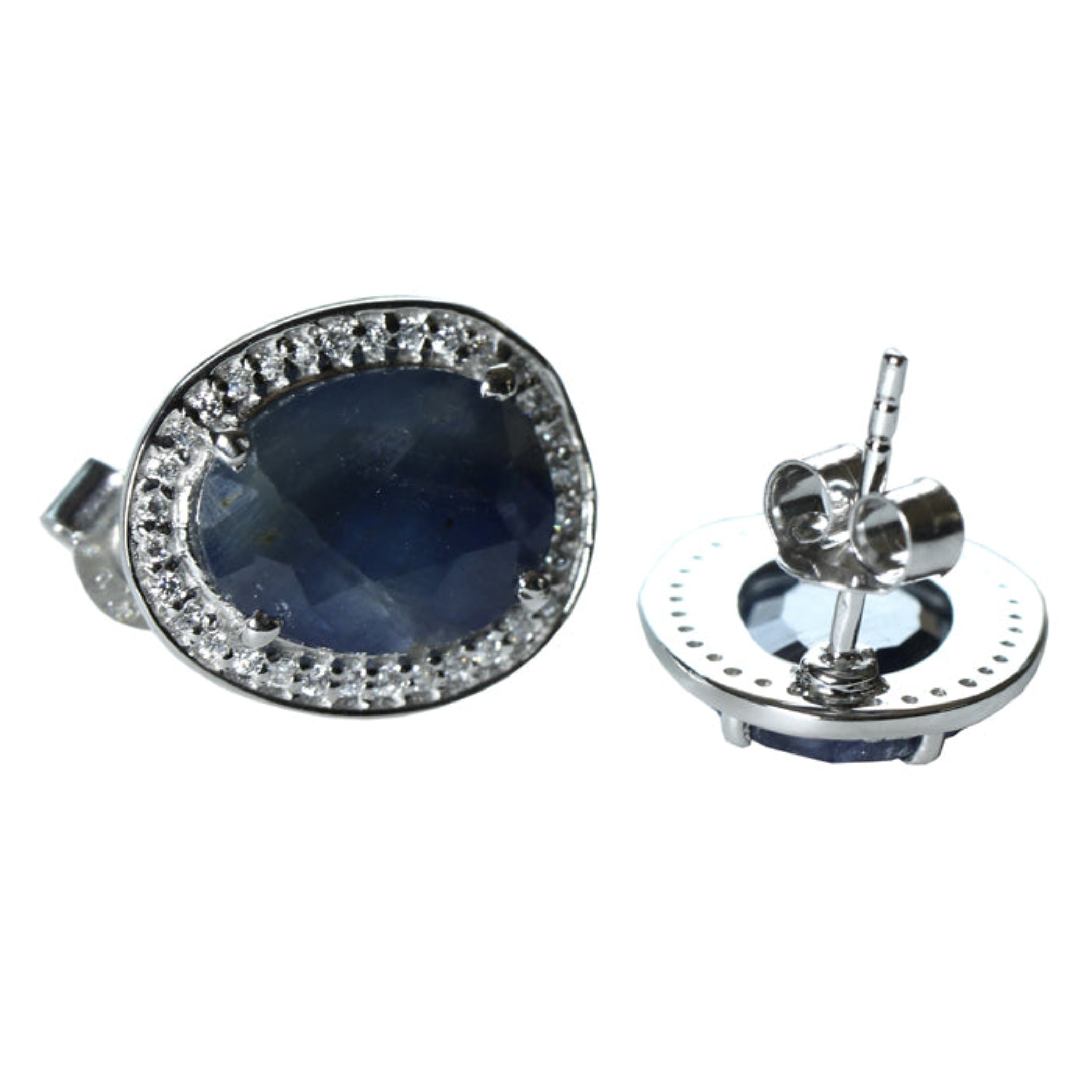 Blisse Allure 925 Sterling Sapphire Cz Silver Stud Earrings For Women
