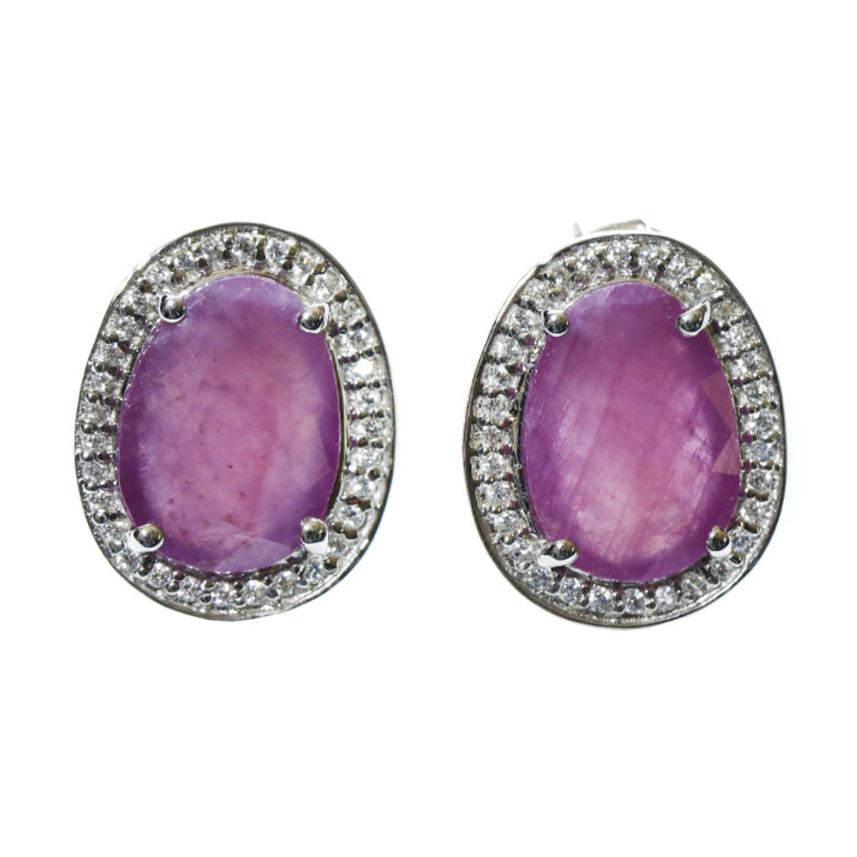 Blisse Allure 925 Sterling Pink Ruby Semi Precious Silver Stud Earrings