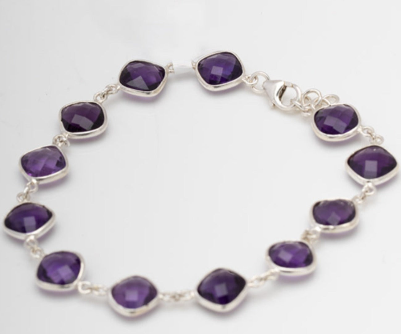 Blisse Allure 925 Sterling Amethyst Semi Precious Silver Bracelet