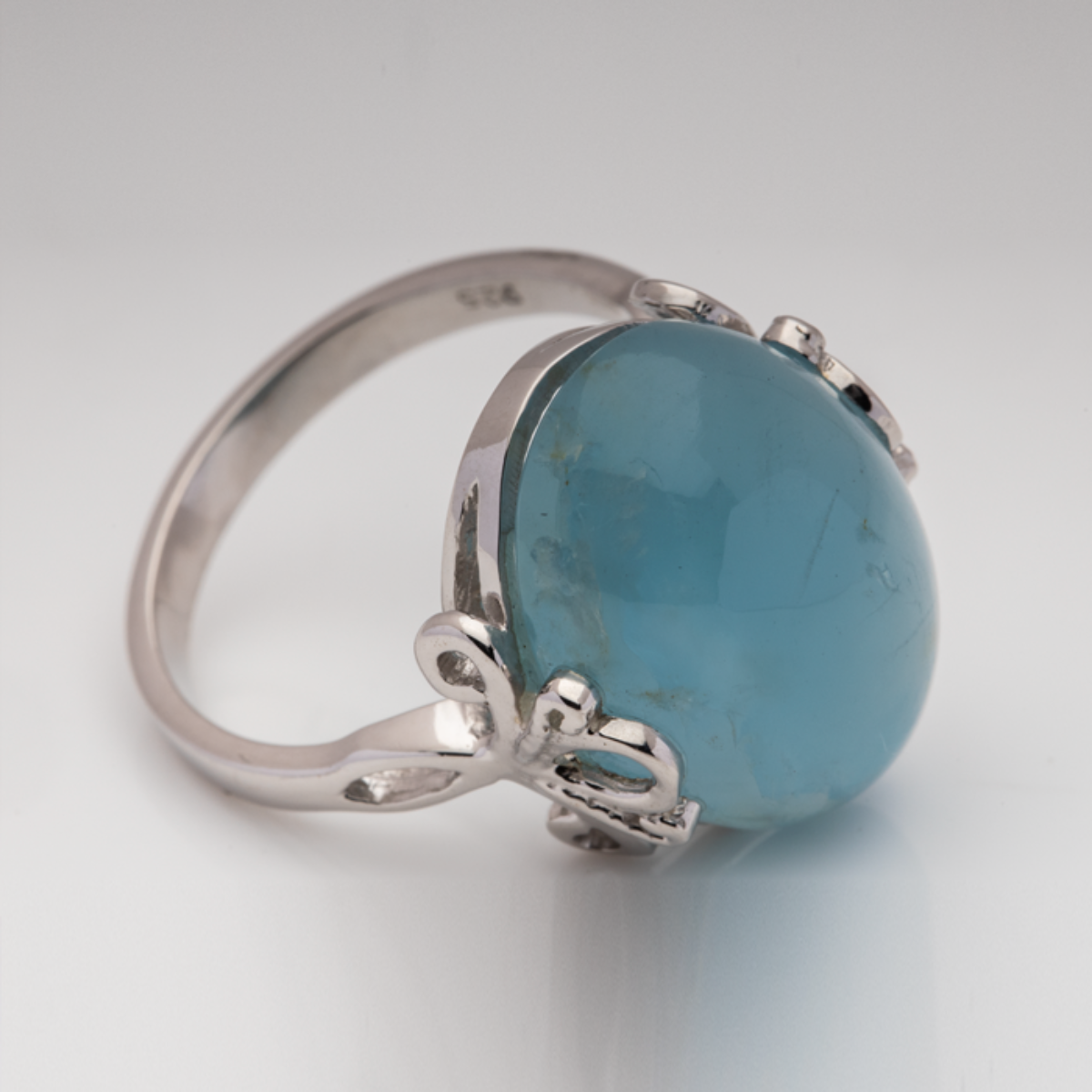 Blisse Allure 925 Sterling Aquamarine Semi Precious Silver Finger Ring