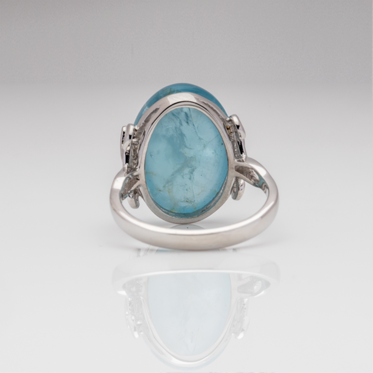 Blisse Allure 925 Sterling Aquamarine Semi Precious Silver Finger Ring