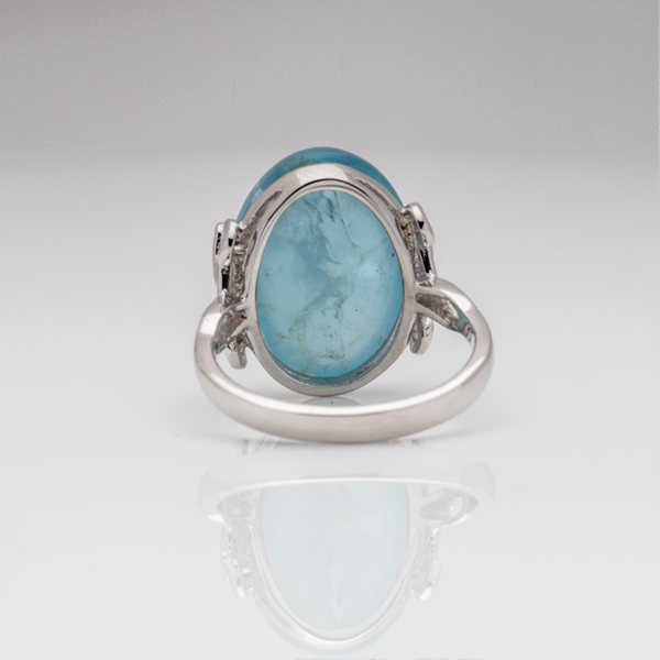 Blisse Allure 925 Sterling Aquamarine Semi Precious Silver Finger Ring