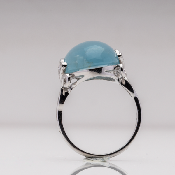 Blisse Allure 925 Sterling Aquamarine Semi Precious Silver Finger Ring