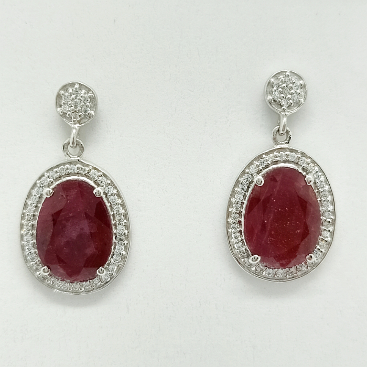 Blisse 925 Silver Pink Ruby Talpe Stone CZ Earring For Women