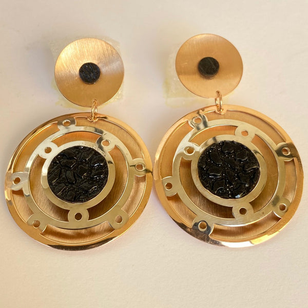 Blisse Allure 925 Rose Gold With Black Dot Sterling Silver Earring