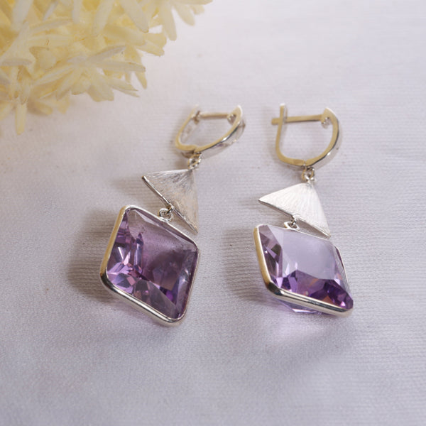 Blisse Allure 925 Sterling Silver Amethyst Dangler Earring