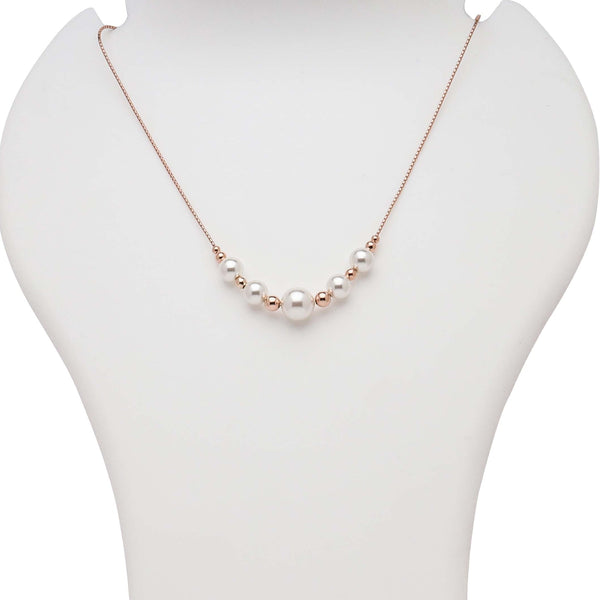 Blisse Allure Sterling Silver Pearl Necklace in Rose Gold Finish