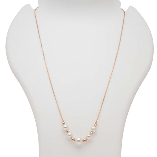 Blisse Allure Sterling Silver Pearl Necklace in Rose Gold Finish