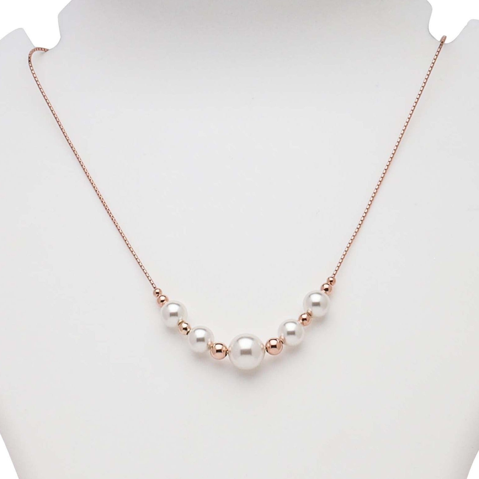 Blisse Allure Sterling Silver Pearl Necklace in Rose Gold Finish