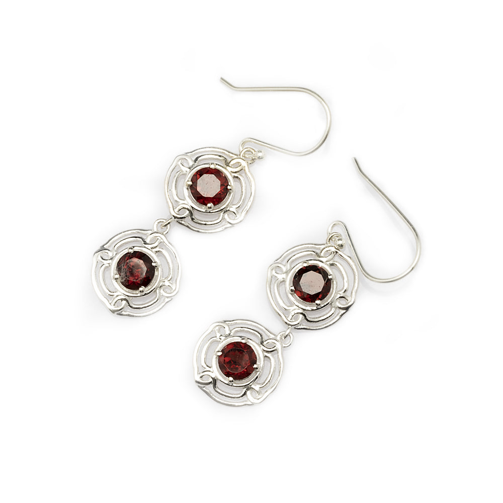 Blisse Allure Sterling Silver Two circular swirls design earrings.