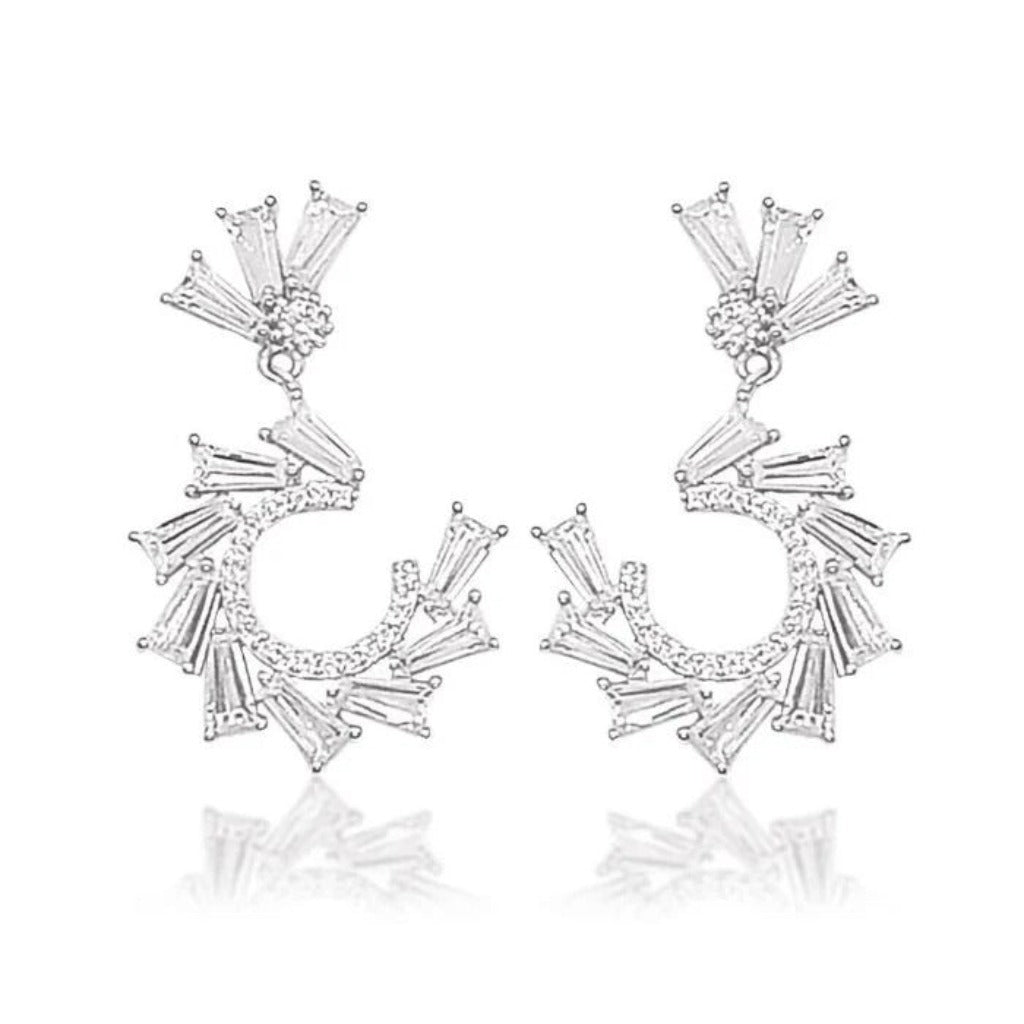 Blisse Allure 925 Sterling Silver Tapered Cut White CZ Drop Earrings