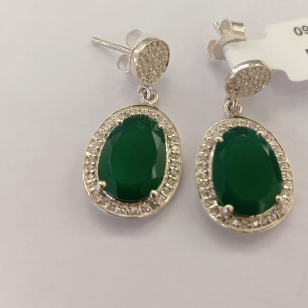 Blisse Allure Sterling Silver Green Onyx Drop Earrings