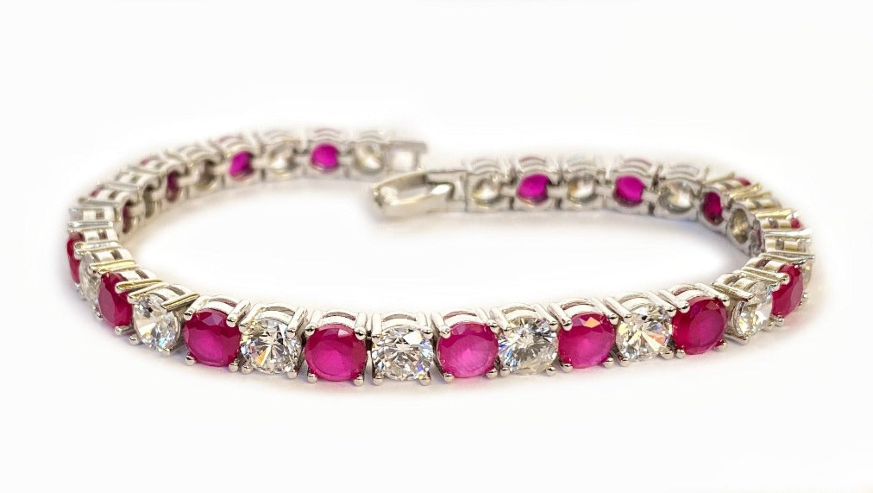 Blisse Allure 925 Sterling Silver Red And White CZ Bracelet