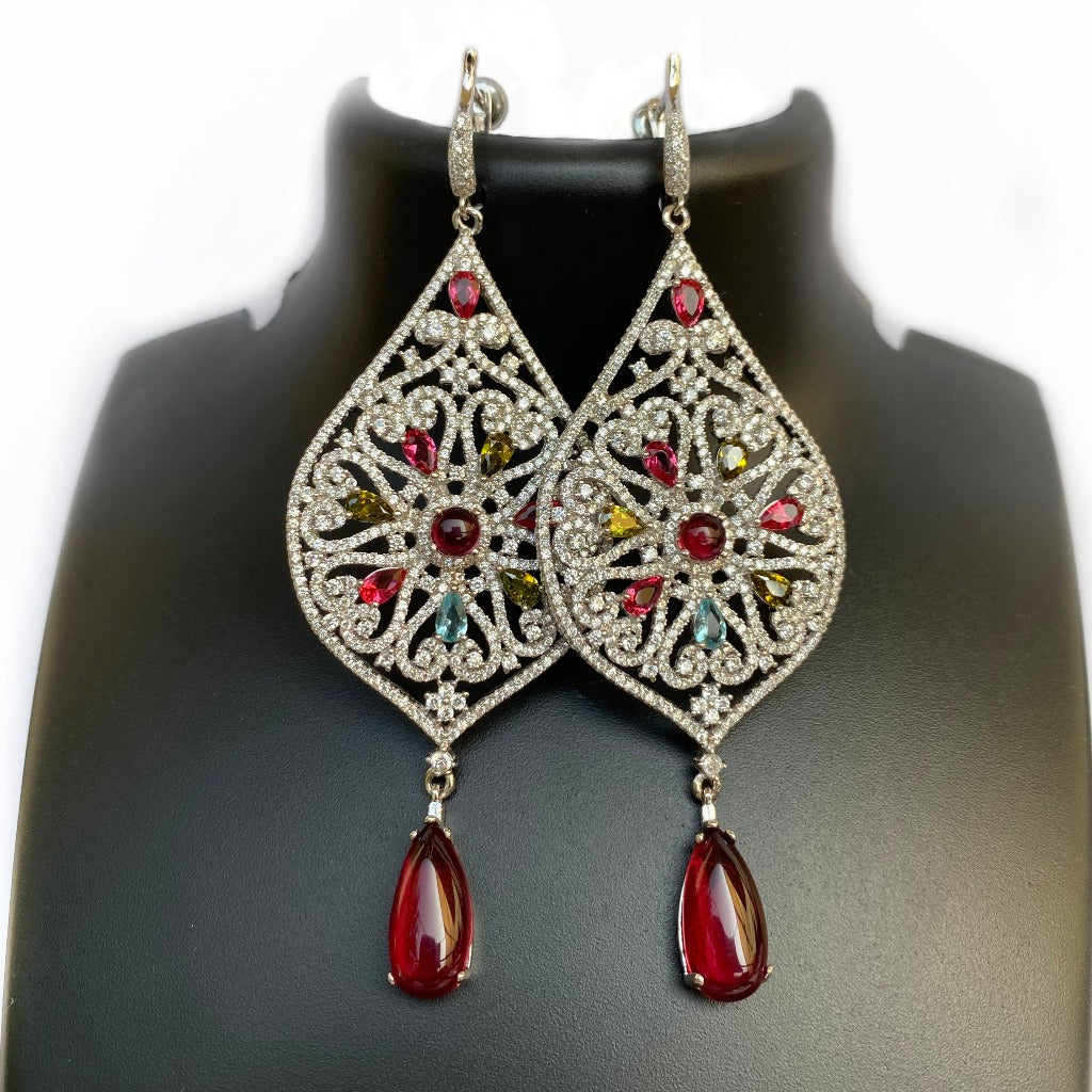 Blisse Allure 925 Sterling Silver Multicolour Dangler Earrings