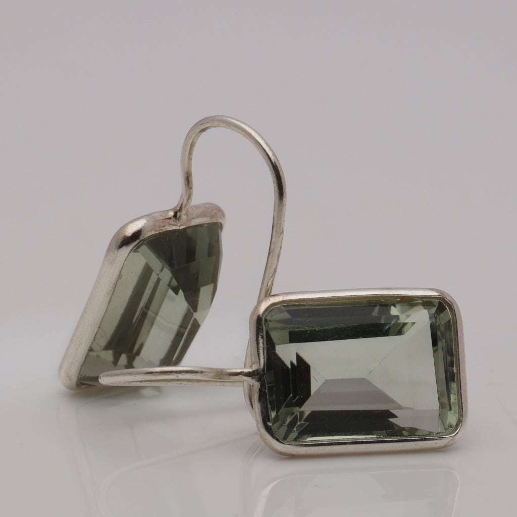 Blisse Allure 925 Sterling Green Amethyst Silver Earrings