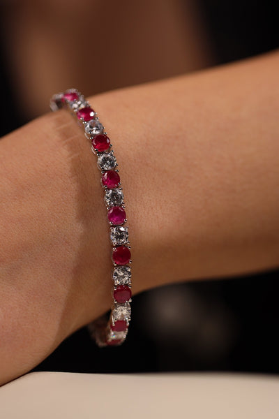 Blisse Allure 925 Sterling Silver Red And White CZ Bracelet