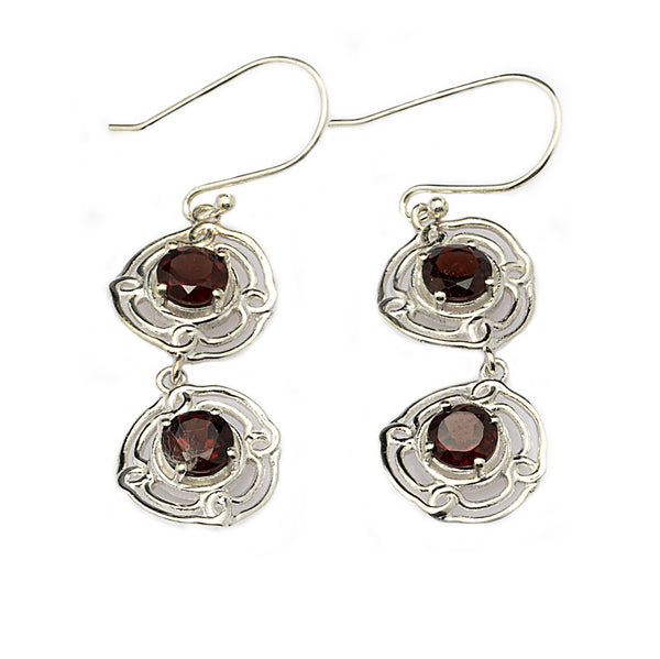 Blisse Allure Sterling Silver Two circular swirls design earrings.