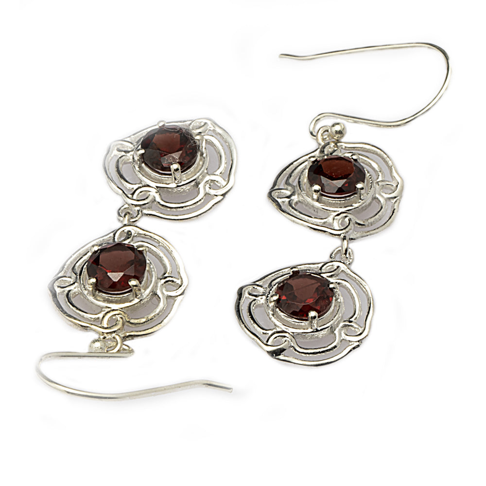 Blisse Allure Sterling Silver Two circular swirls design earrings.